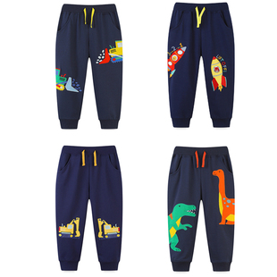 欧美中小童松紧腰运动裤 春秋季 口袋宝宝裤 男童卡通绣花长裤 子 新品