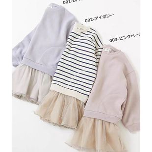 加绒 18岁 秋冬女童假两件拼接网纱卫衣裙简约百搭中大孩连衣裙3