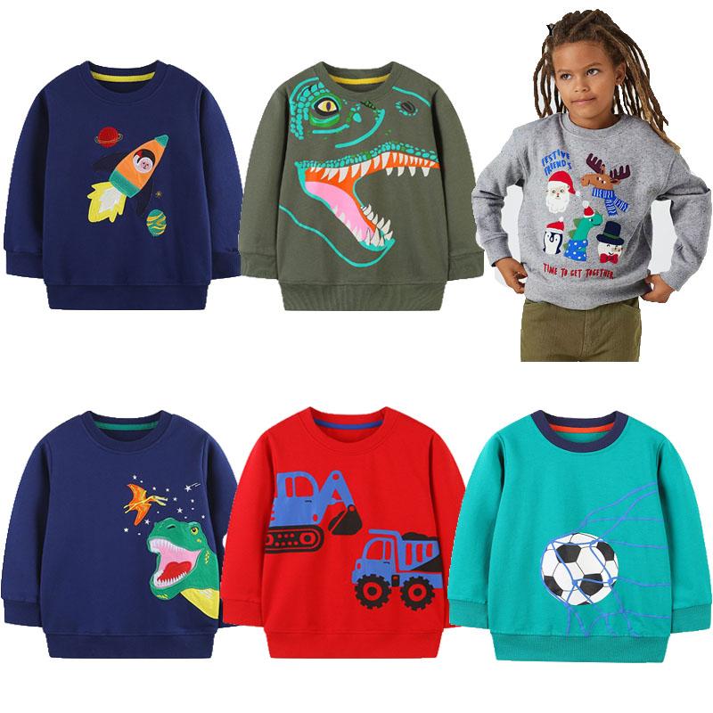 帅气卡通男童春秋卫衣挖机恐龙火箭毛圈棉外穿打底厚小男孩T恤潮A