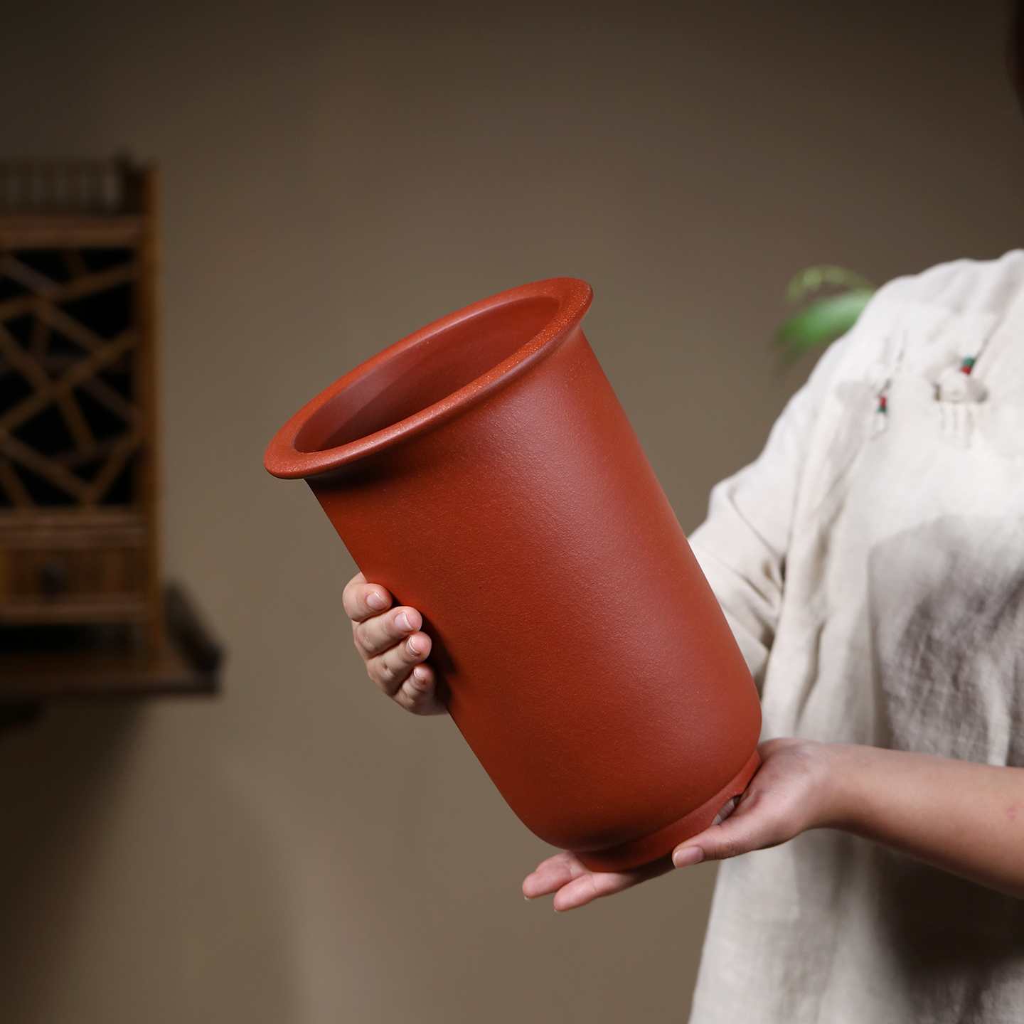 清香阁紫砂盆精制手工瘦金钟兰花盆春兰寒兰莲瓣透气桌面古典花器