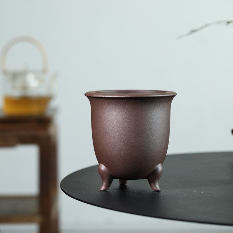 清香阁紫砂 手工兽足金钟紫砂盆 桌面小型花器多肉兰花素面植物花