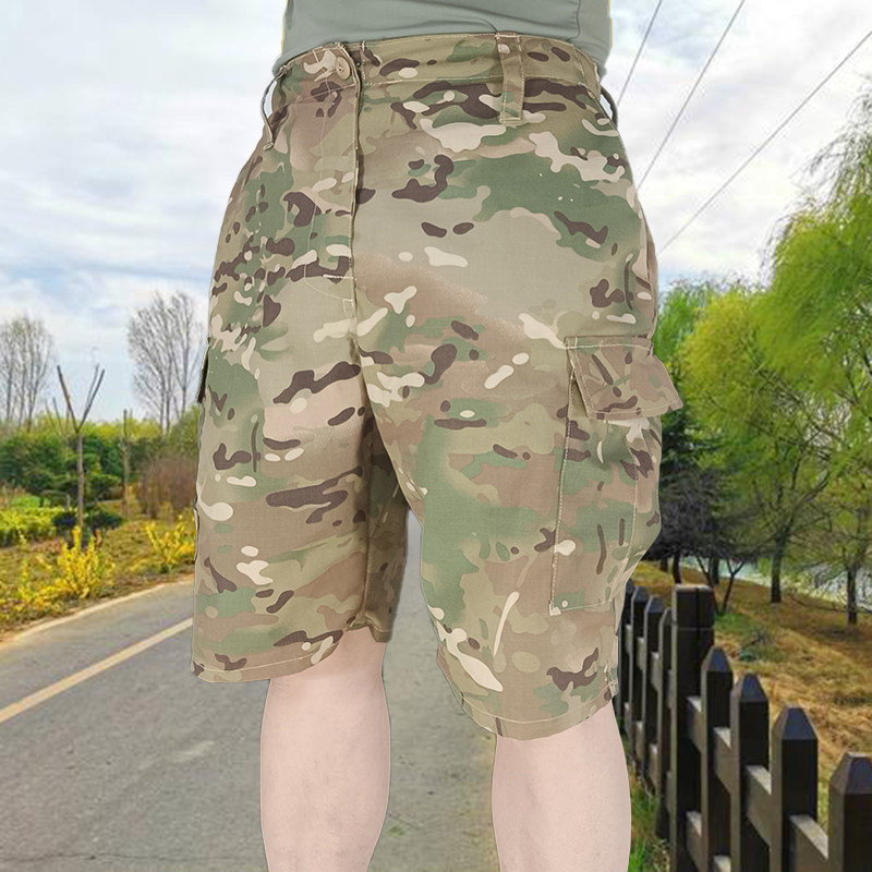 美式CP迷彩短裤男女款夏季户外工装裤多口袋机能宽松型大码五分裤