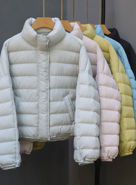 轻薄排骨羽绒服女2025新款冬立领小个子宽松短款黑色保暖外套爆款