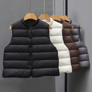 90白鸭绒羽绒马甲女2025冬新款时尚保暖无袖轻薄内胆女士背心外套
