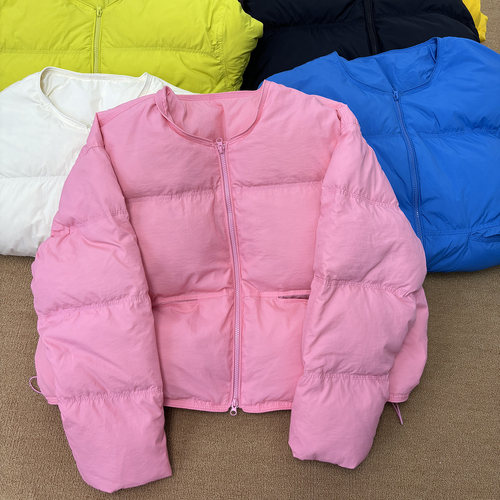糖果色冬短款圆领羽绒服韩版宽松