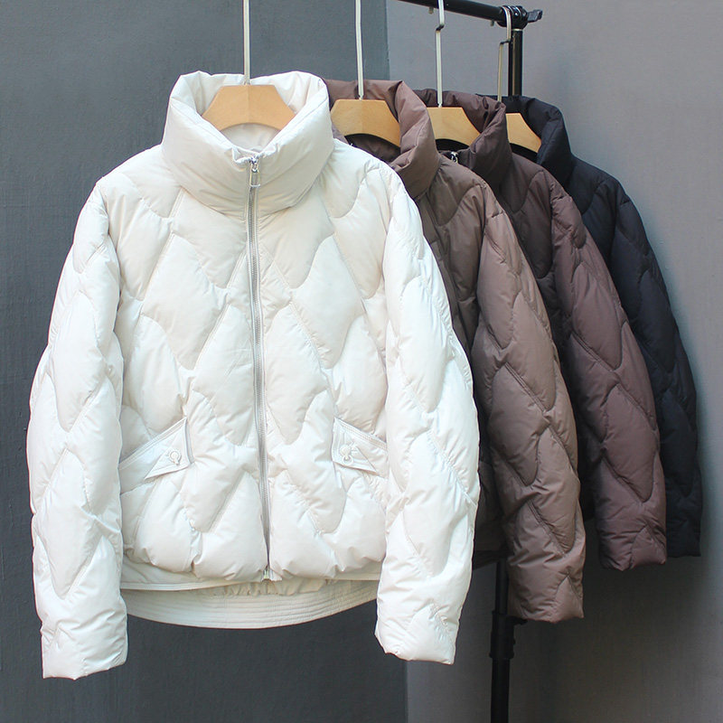 轻薄短款羽绒服女2025冬季新款小个子时尚洋气立领白鸭绒保暖外套