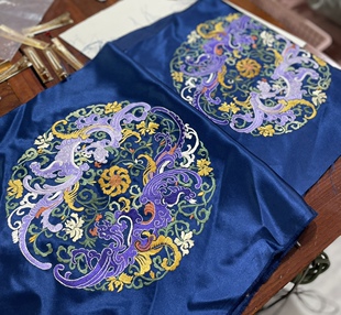 苏绣半成品老绣片圆贴片手工diy绣花布片衣服抱枕布贴花刺绣辅料