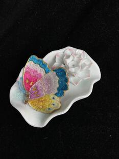 苏绣蝴蝶贴片老绣片衣服包包布贴胸针手工diy绣花布片手工辅料