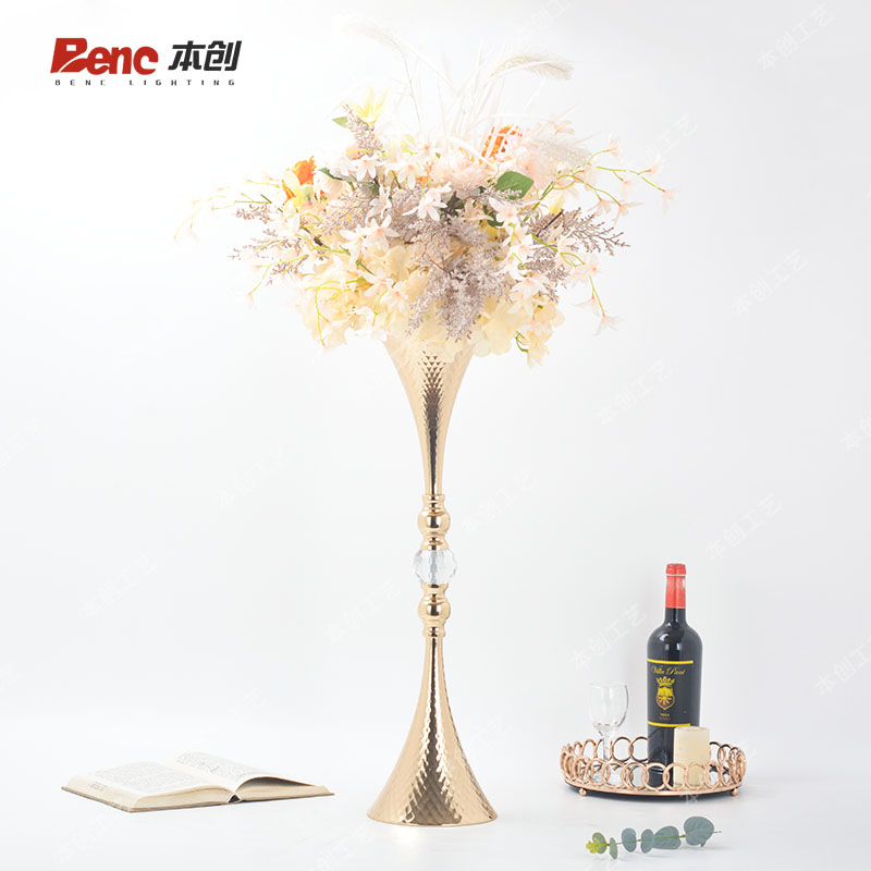 本创创意婚礼布置铁艺花架家用餐桌装饰水晶花瓶工艺品摆件批发