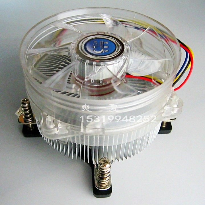 全新冷静星 P521 CPU散热器 775针大铜芯 散热片四线透明水晶风扇
