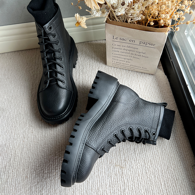IINZI马丁靴厚底系带靴子