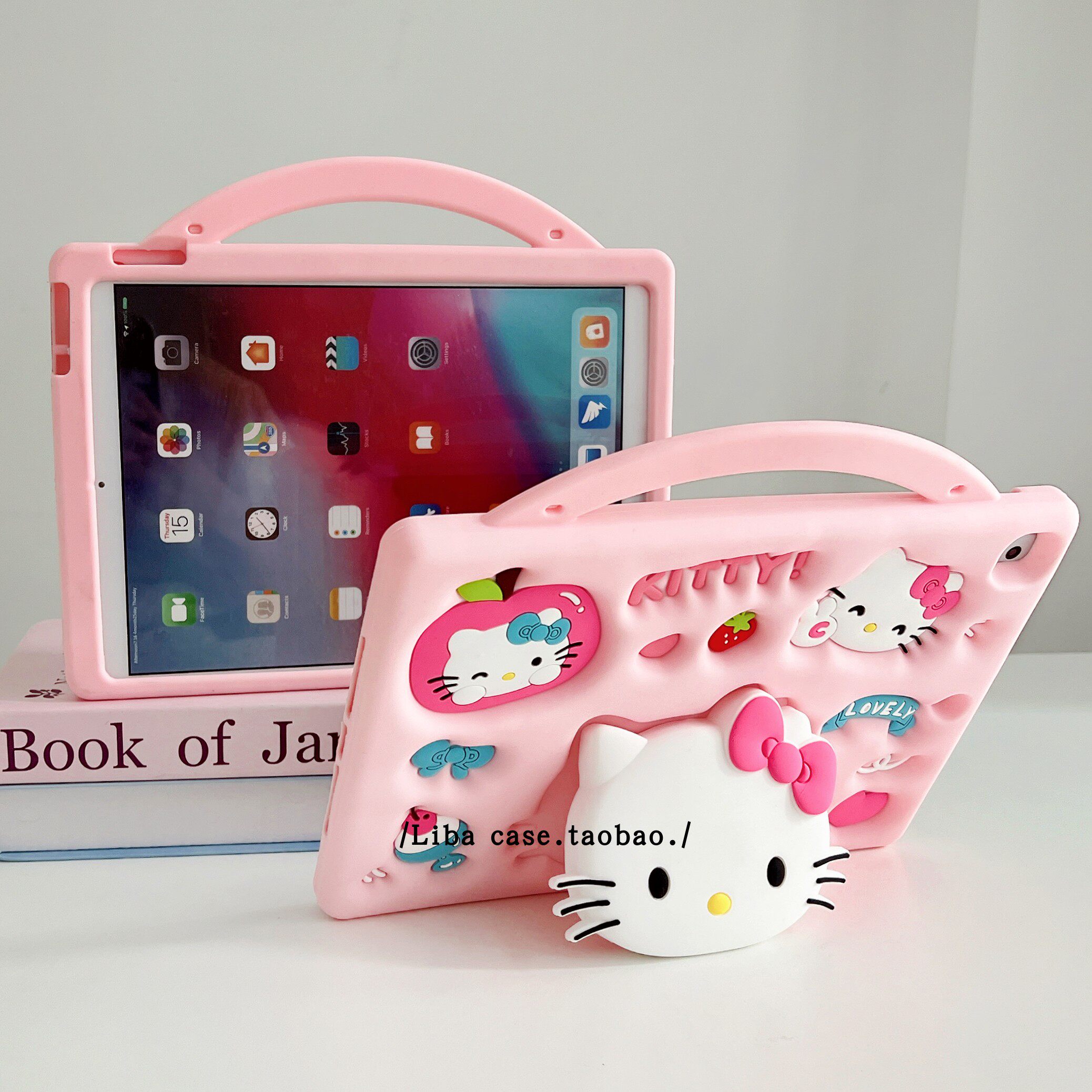 可爱卡通红苹果猫咪支架适用iPad11保护壳2025新款11寸可爱苹果ipad9保护套mini7硅胶ipadair4/5软10代平板套