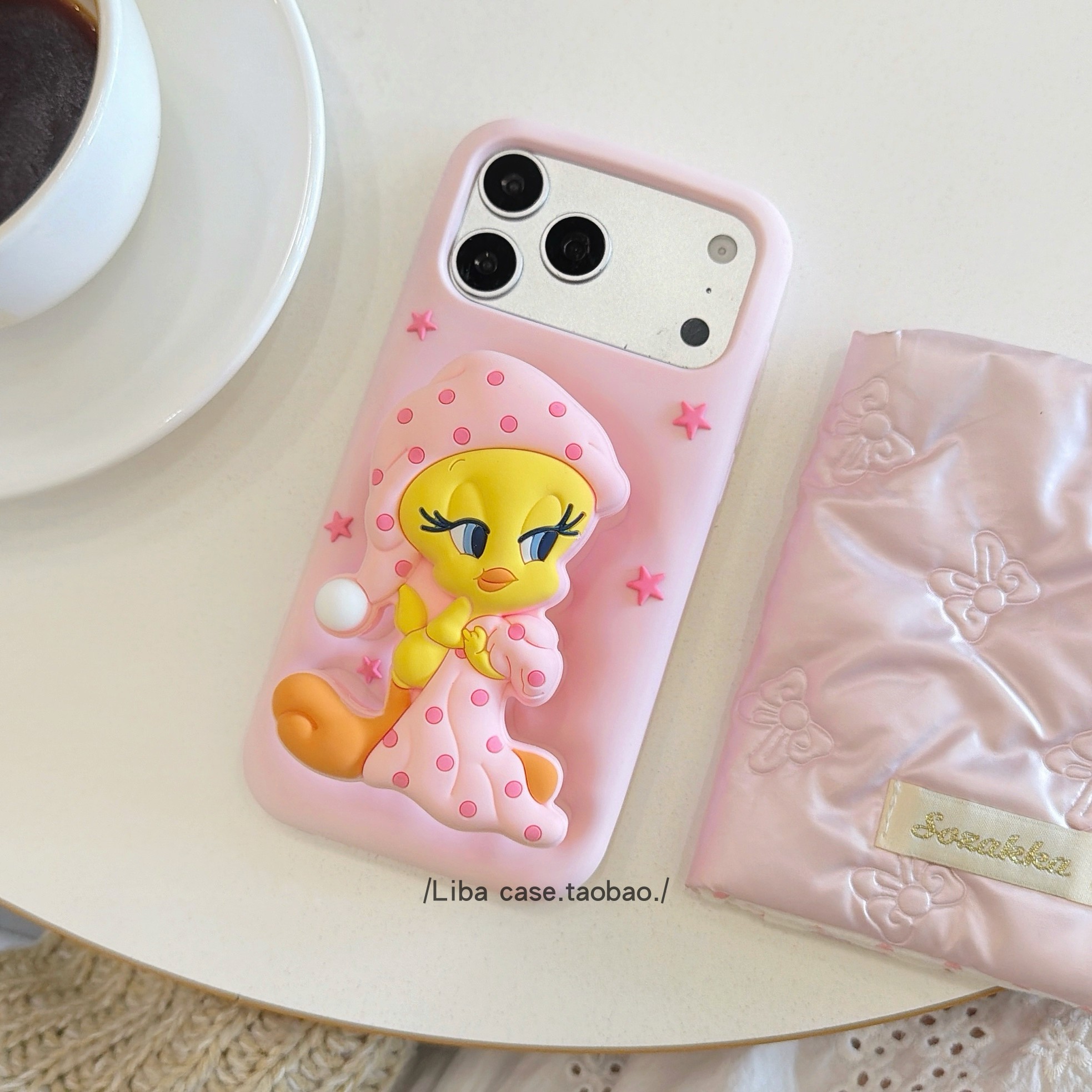 可爱卡通立体粉色睡帽崔迪鸟适用iPhone17promax手机壳苹果18新款14少女13小众15pro女款16pro硅胶支架保护套