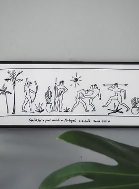 法国插画师装饰壁画男孩们的画