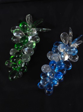 双子商店 中古手工彩色琉璃玻璃葡萄装饰摆件 多子多福葡萄摆件