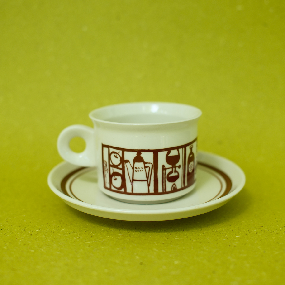 双子商店 中古日本制铁釉绘咖啡杯器具几何纹咖啡杯碟