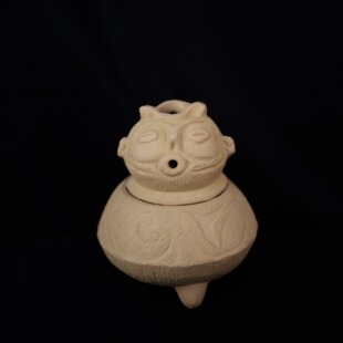 双子商店 孤品中古日本制手作陶制可爱人形三足香炉摆件