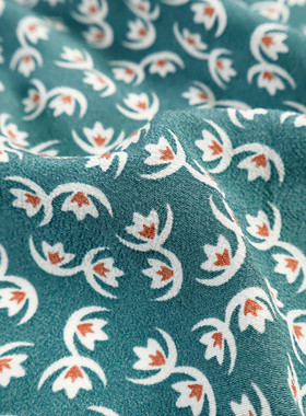 F田园风 绿色小碎花印花纯亚麻纯麻麻纱布料 做裙子衬衫服装面料B