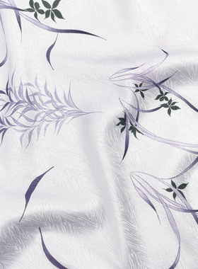 F光泽缎面 紫色紫荆花印花纹理肌理垂坠国风布料 连衣裙旗袍面料B