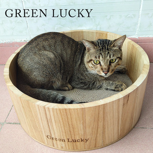 【工厂现货】猫窝产床GL002圆外径40实木圆桶配1块可以替换猫抓板