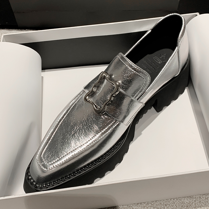 古菲斯奇女鞋粗跟厚底英伦鞋尖头