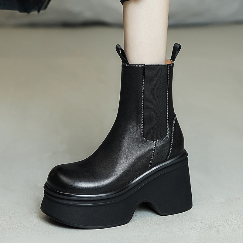 古菲斯奇女鞋松糕靴子短筒机车靴