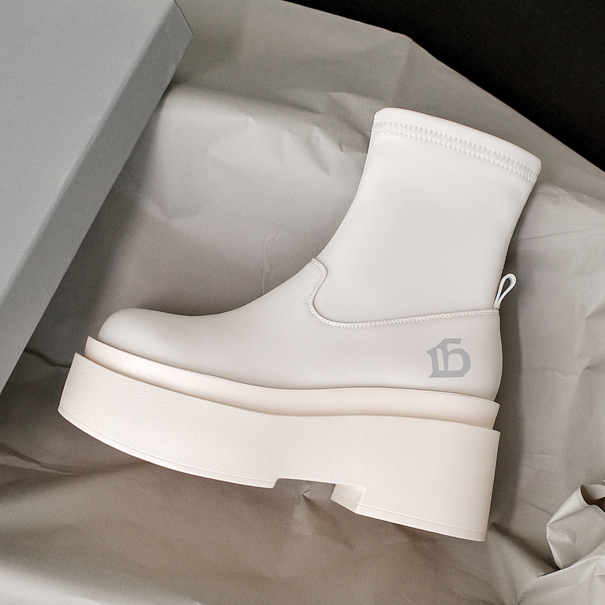 古菲斯奇女鞋松糕厚底弹力靴短筒