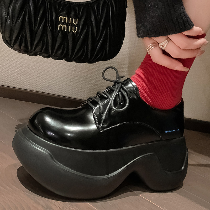 小个子女鞋松糕跟休闲鞋厚底真皮单鞋坡跟绑带乐福鞋亮漆皮增高鞋,女鞋,深口单鞋,淘宝优惠券,粉丝福利购,淘宝优惠卷