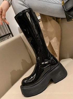 古菲斯奇女鞋粗跟厚底长筒骑士靴