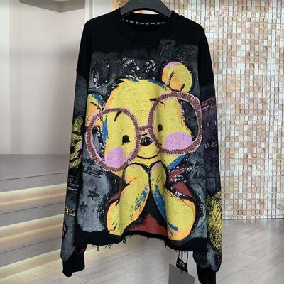 WR潮牌秋爆款洗水眼镜维尼熊减龄时尚卡通宽松大版圆领卫衣女上衣