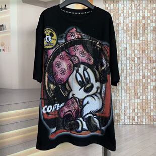 宽松短袖 大版 T恤上衣女 重工满钻大米妮卡通时尚 WR潮牌秋新款