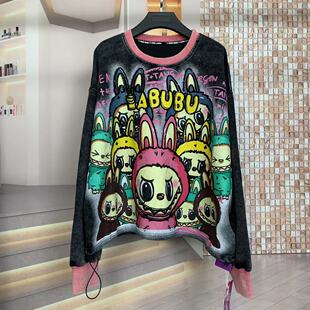 重工减龄拉布布卡通宽松大版 时尚 圆领卫衣上衣 潮牌秋冬新款