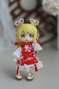 娃衣新年衣服潘妮的宝盒古风连衣裙古装红色