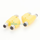 M12连接器Y型三通传感器H型L编码 电源分配器自动化工业设备转接头
