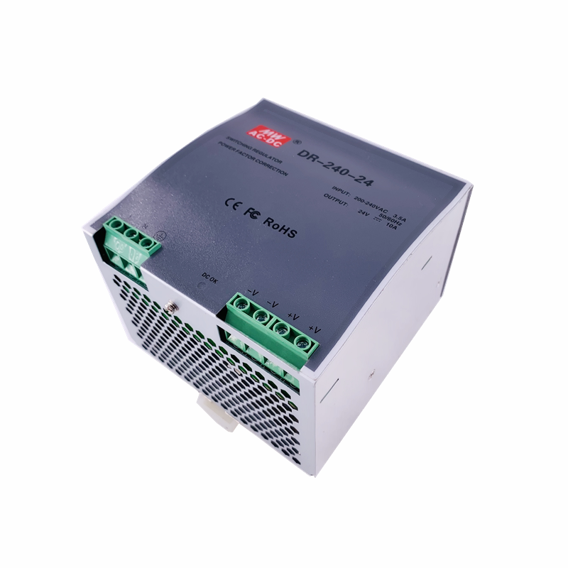施恩明纬导轨开关电源dr24024卡轨式dr12024075w12v24v电压