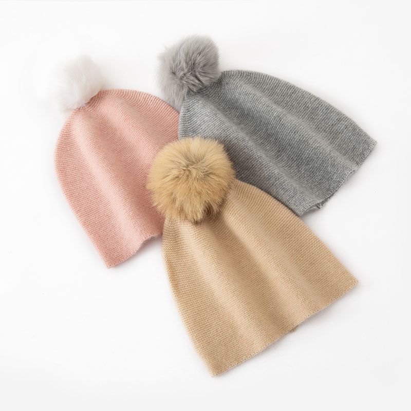 山羊绒轻奢秋冬新款女高端毛球帽