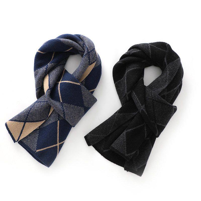 山羊绒轻奢围巾秋冬男女时尚格子围脖百搭加厚加大针织保暖披肩