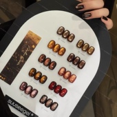 束色新品 10色琥珀石猫眼甲油胶2025年秋冬美拉德棕色美甲店猫眼胶