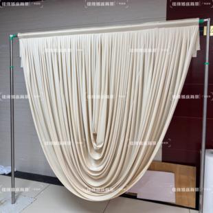 婚庆背景布幔舞台帷布半圆幔剧院风幕布婚礼装饰打底波浪帘头幔头