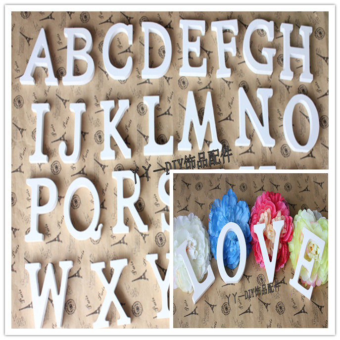 27个字母纯洁白色木质现代英文字母摆件家居婚庆装饰拍摄道具