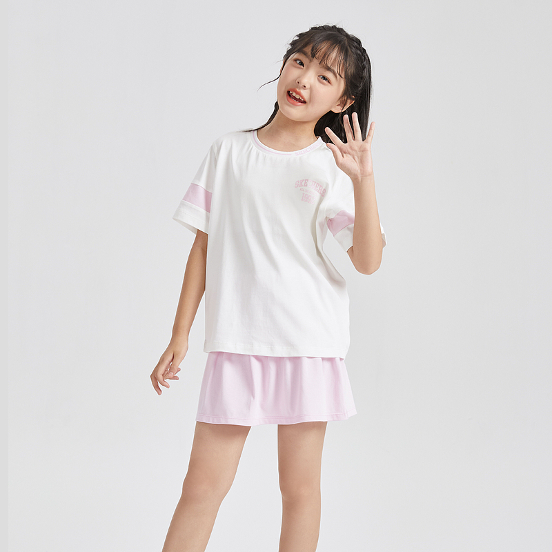 Skechers斯凯奇童装女童短袖T恤