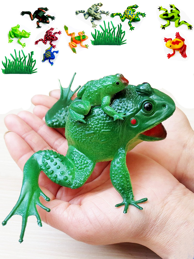 Simulation of big frog animal model, soft sound, mother and child frog, tree frog, toad, toad, tricky static children's toys