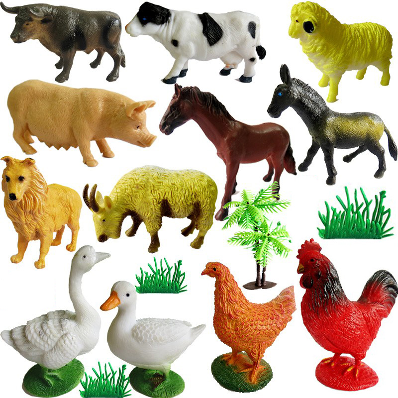 仿真家禽动物模型软胶牛羊鸡玩具