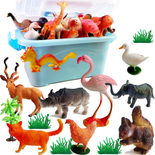 仿真动物模型老虎大象狮子长颈鹿野生动物鸡鸭猪猫狗家禽儿童玩具