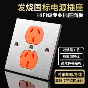 hifi墙面发烧全铜镀金电源美标插座2位墙插二联排国标音响专用