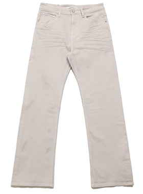 SELFNESS 25SS SKINNY立体褶皱猫须做旧修身男士弹力白牛仔裤长裤