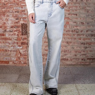 SELFNESS SNOW WASH KAIHARA日产冈山面料复古超浅蓝牛仔裤长裤男