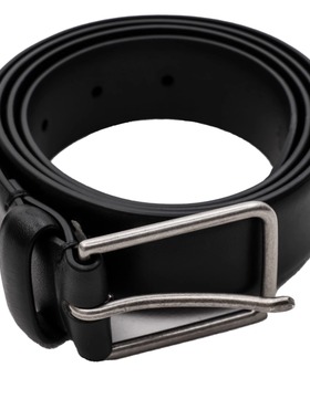 礼物单品 SELFNESS 男女同款中性款头层牛皮革铜扣腰带皮带2色入
