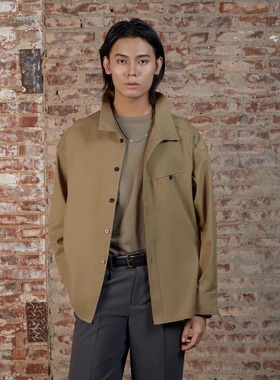 SELFNESS丨Wool Overshirt​原创转换领羊毛外套式男士松弛衬衫​