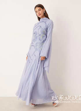 英国代购正品08.01 2025潮流导向 女装新款 时尚重工花长款连衣裙